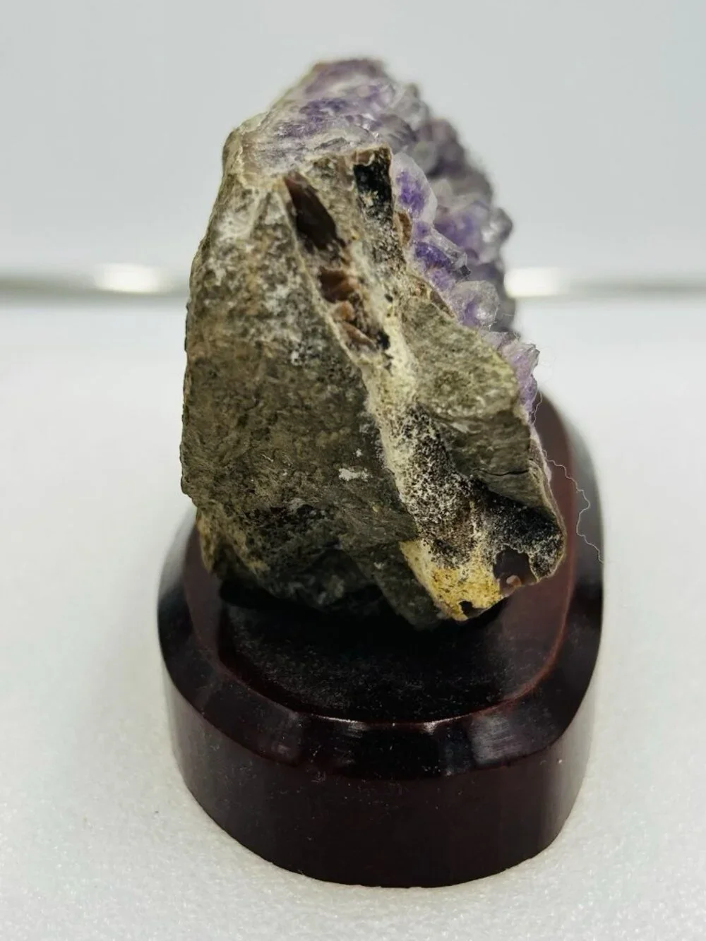 Amethyst Crystal Cluster Geode Decorator Piece on Display Stand Base Home Accent